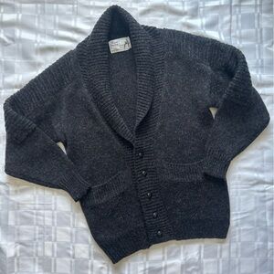 Nino Foriers Charcoal Grey Shawl Collar Knit Oversized Buttoned Cardigan Sweater